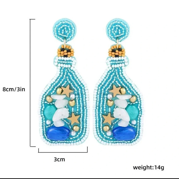 Blue Drift Ocean Bottle Earrings - Picture 5 of 9